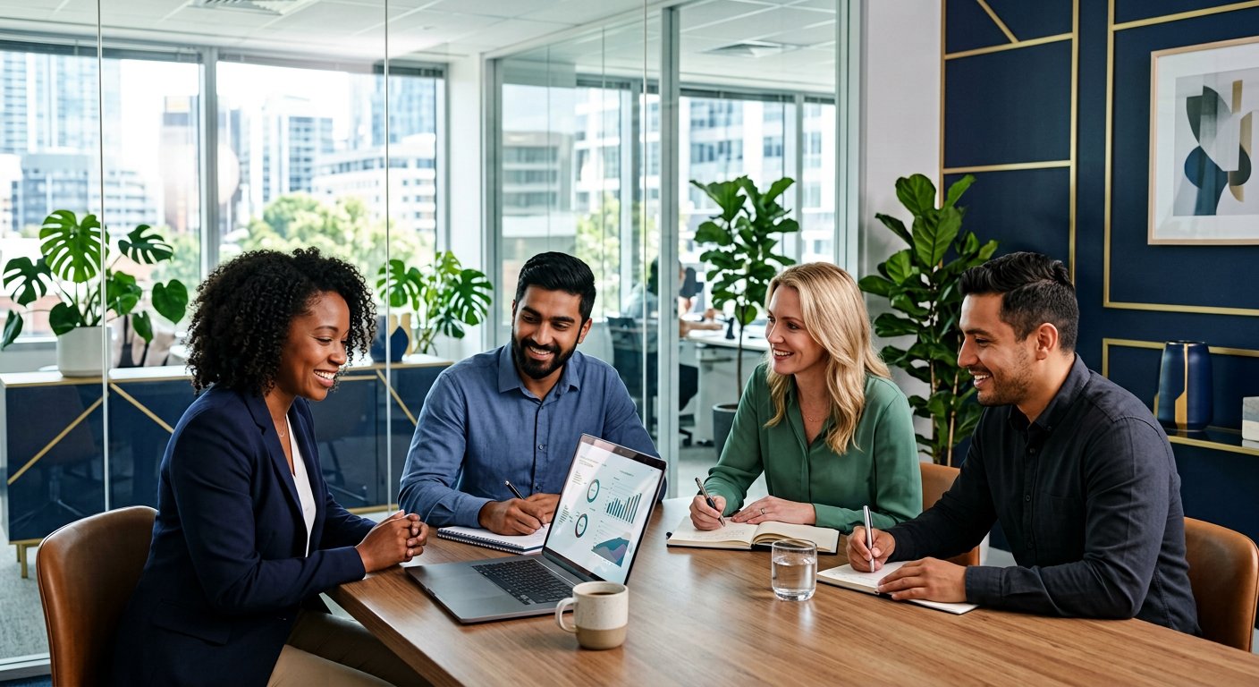 The Finance Prime Place advisory team working together in the office